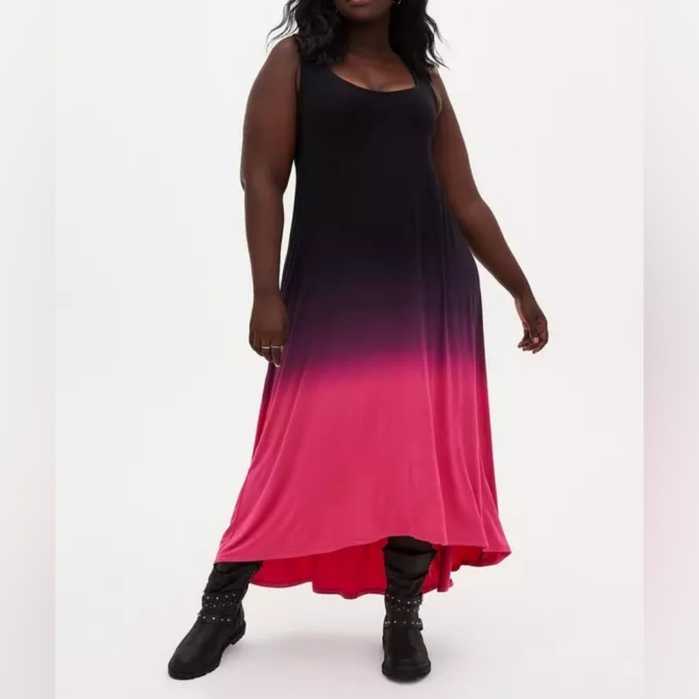 Plus Size 3x Torrid Black Pink Ombre Maxi Dress Super Soft Beachy